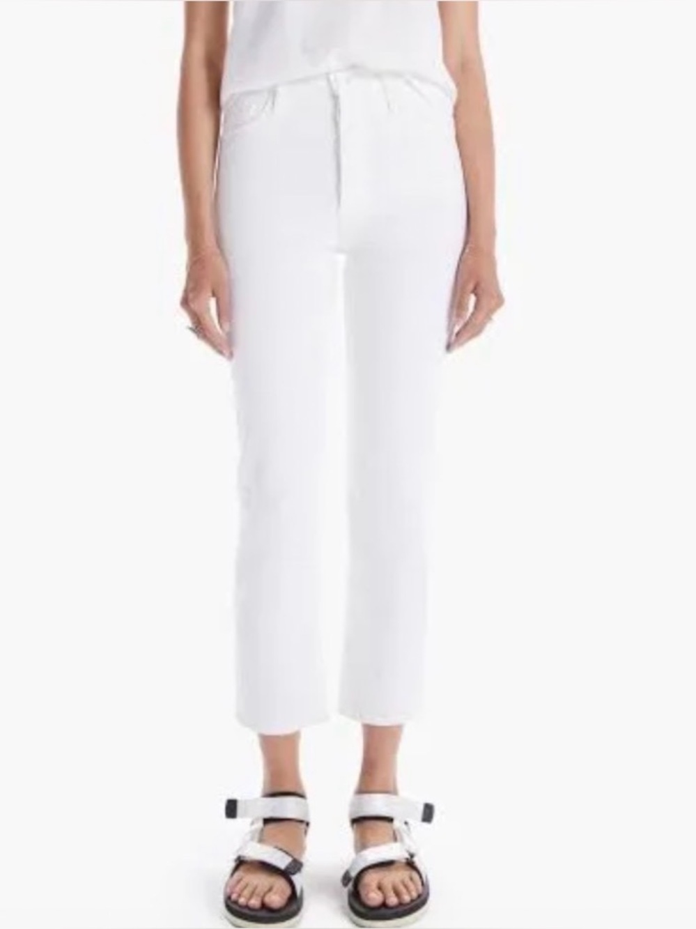 MOTHER SUPERIOR WHITE BUTTON FLY HIGH RISE TOMCAT STRAIGHT JEANS SZ 24